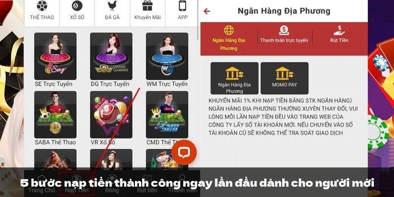 Nạp tiền Win55 2 5 bước nạp tiền thành công ngay lần đầu dành cho người mới