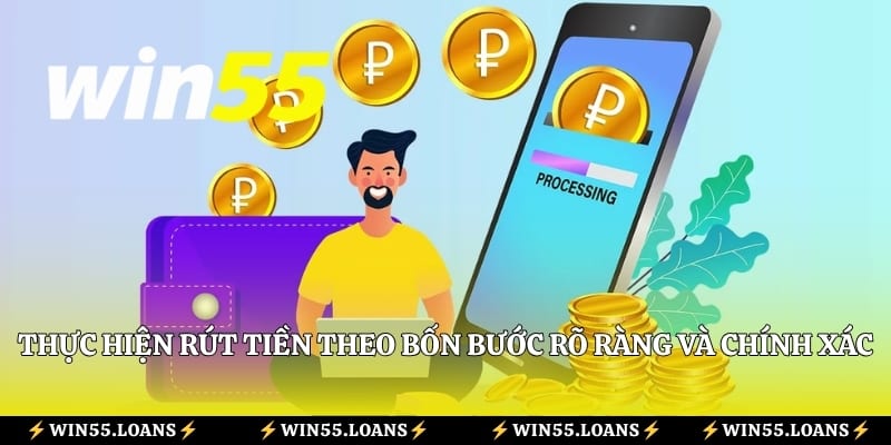 Thực hiện rút tiền theo bốn bước rõ ràng và chính xác